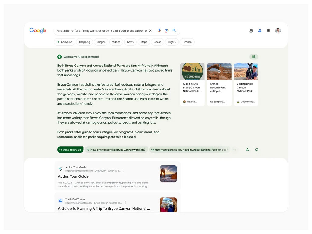 Detalle de resultados google SGE