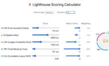 Lighthose Scoring Calculator, calculadora de parámetros de lighthouse